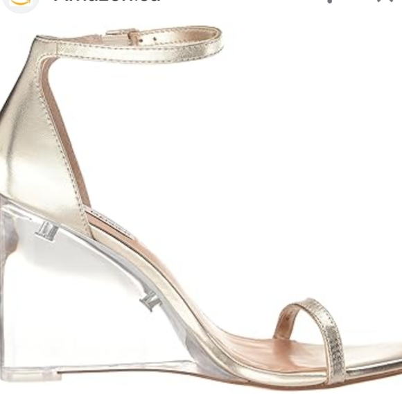 Steve Madden Isobel Metallic Gold Clear Lucite Wedge Sandals Size 6,9, & 10 NWOB - Picture 2 of 16